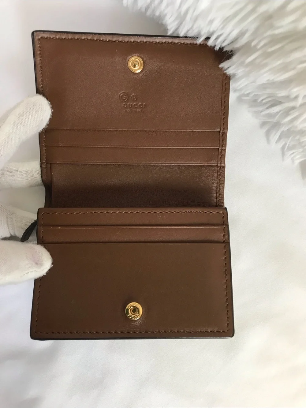 Gucci Leather/PVC Compact Wallet Monogram